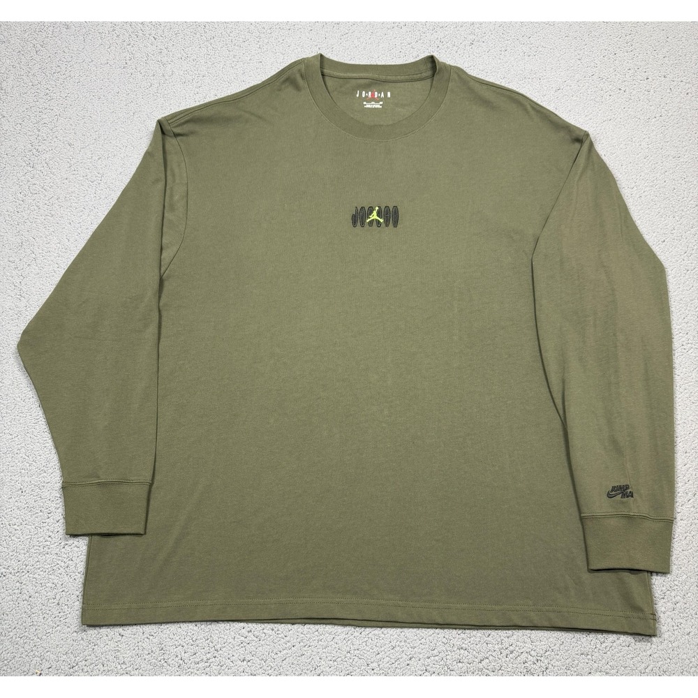 Jordan Shirt Mens 3XL Green Long Sleeve Jumpman Graphic Tagless Tee DX2179-325